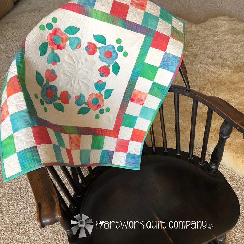 Digital Fusible Applique Quilt Pattern, Unique, Fabric Painting