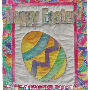Digital One of a Kind Easter Art Quilt Pattern, Fusible Applique Quilt Pattern, Beginner Friendly Spring Quilt Pattern, Easter Egg Pattern