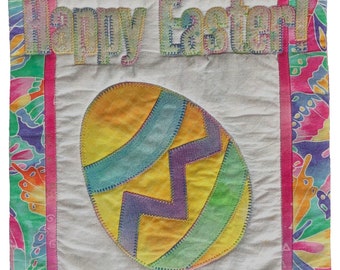 Digital One of a Kind Easter Art Quilt Pattern, Fusible Applique Quilt Pattern, Beginner Friendly Spring Quilt Pattern, Easter Egg Pattern