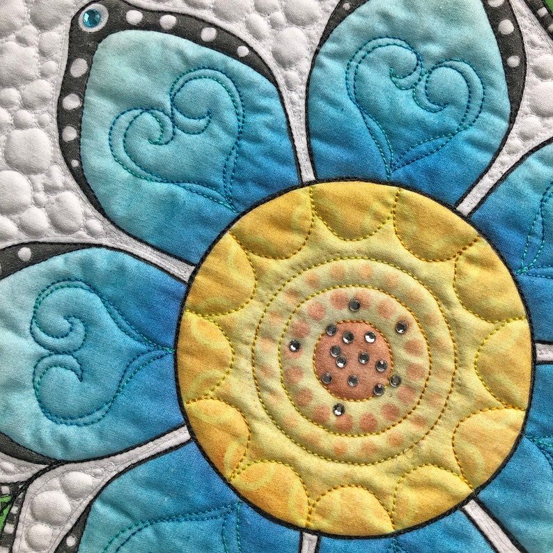 Hand Painted Art Quilt Pattern Learn to Stencil Paint Quilt Etsy