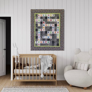 Digital Unique Applique Baby Quilt Pattern, Personalization, Nursery Wall Art, Beginner Friendly, Crossword Puzzle, Boy/Girl Baby Quilt