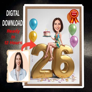 26th Birthday Gift for girls & Women, 26 Year Old Gift for Her, Happy 26th Birthday Party Decoration Invitation, Personalized Collage