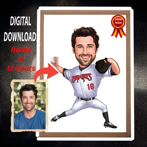 Custom Baseball Player Cartoon Portrait, Baseball Caricature, Gift for Baseball Player, Baseball Cartoon, Caricature from Photo, Baseball