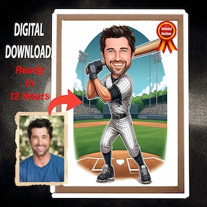 New York Yankees Cartoon Portrait Kundenspezifische lustige Baseballspieler Karikatur-Zeichnung vom Foto Bilder Geschenk für Baseballspieler, Beste Geschenke.