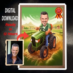 Custom Farmer Cartoon Portrait, Farmer Caricature, Farmer Gift, Farmer Cartoon, Farmer Caricature from Photo, Funny Farmer Caricature