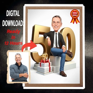 Karikatuur van foto, idee verjaardagscadeau, 80e verjaardagscadeau, 70e verjaardagscadeau, 60e verjaardagscadeau, 50e verjaardagscadeau 40e verjaardagscadeau
