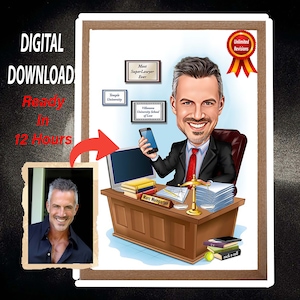 Ritratto di avvocato personalizzato, ritratto di avvocato, regalo di avvocato, fumetto di avvocato, fumetto personalizzato, caricatura di avvocato, caricatura da foto