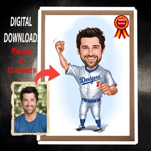 Custom Baseball Player Cartoon Portrait, Baseball Caricature, Gift for Baseball Player, Baseball Cartoon, Caricature from Photo, Baseball