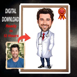 Benutzerdefiniertes männliches Doktorkarikatur-Porträt, Doktorporträt, Doktorkarikatur, Männer Doktorgeschenk, Geschenke für Doktor, Doktor Cartoonzeichnung, Doktor