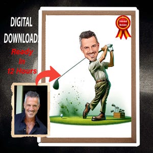 Niestandardowy portret golfisty z kreskówek, karykatura golfisty, prezent dla golfisty, prezent dla golfisty, kreskówka golfisty, niestandardowa kreskówka, spersonalizowany prezent dla golfisty
