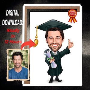 Custom Graduation Cartoon Portrait, Graduation Portrait, Graduation Gift, Graduation Cartoon, Graduation Caricature, Caricature from Photo