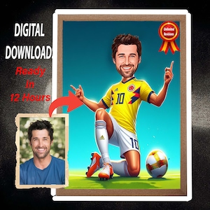 Football Art Portrait, Custom Football Caricature Printable For Football Player Game Day Gift, Footballer Portrait, Football Caricature