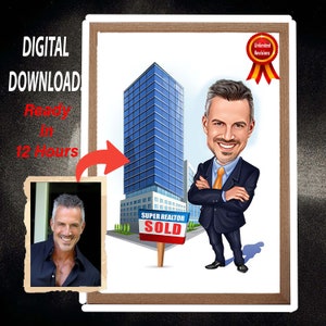 Custom Realtor Cartoon Portrait, Realtor Caricature, Realtor Gift, Real Estate Cartoon, Realtor Portrait, Realtor Caricature from Photo