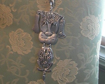 Dangly Dog Necklace Moveable Necklace- 1960's- Eyes, Tail & Ears all Wiggle--too cute FREE US ship!