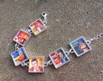 Elvis Record Album Covers link charm bracelet. FREE USA shipping