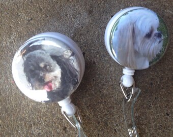 Custom dog, cat or any pet badge reel holder for work!  Free USA shipping