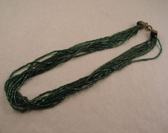 Bugle Boys of Company Green 1940s to 50s Multistrand Bugle bead Necklace