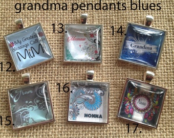 Personalized GRANDMOTHER Pendants Choose a Design- Let me put your 'Nana, Mimi, Gamma, Mamow" on it!  FREE USA shipping too