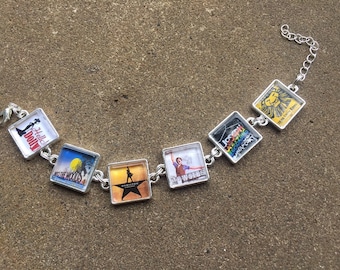 Design your Own favorite Broadway  Musical link Bracelet. Free USA Shipping