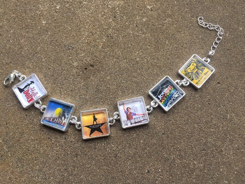 Design your Own favorite Broadway Musical link Bracelet. Free USA Shipping image 1