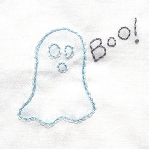 Halloween Spooky Ghost Hand Embroidery Pattern PDF stitching instructions included image 1