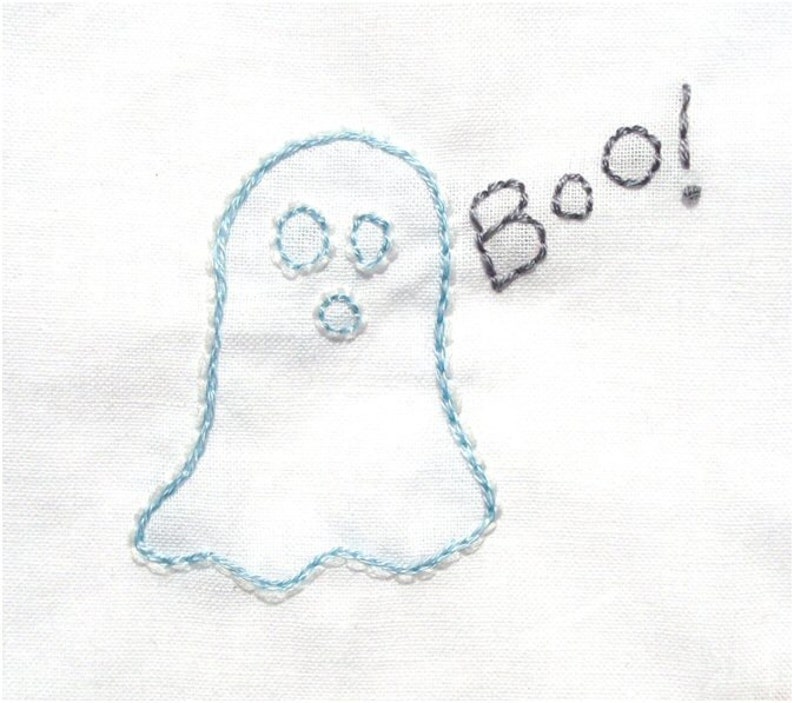 Halloween Spooky Ghost Hand Embroidery Pattern PDF stitching instructions included image 1
