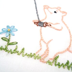 Pig Flying a Kite Hand Embroidery Pattern PDF stitching instructions included image 3