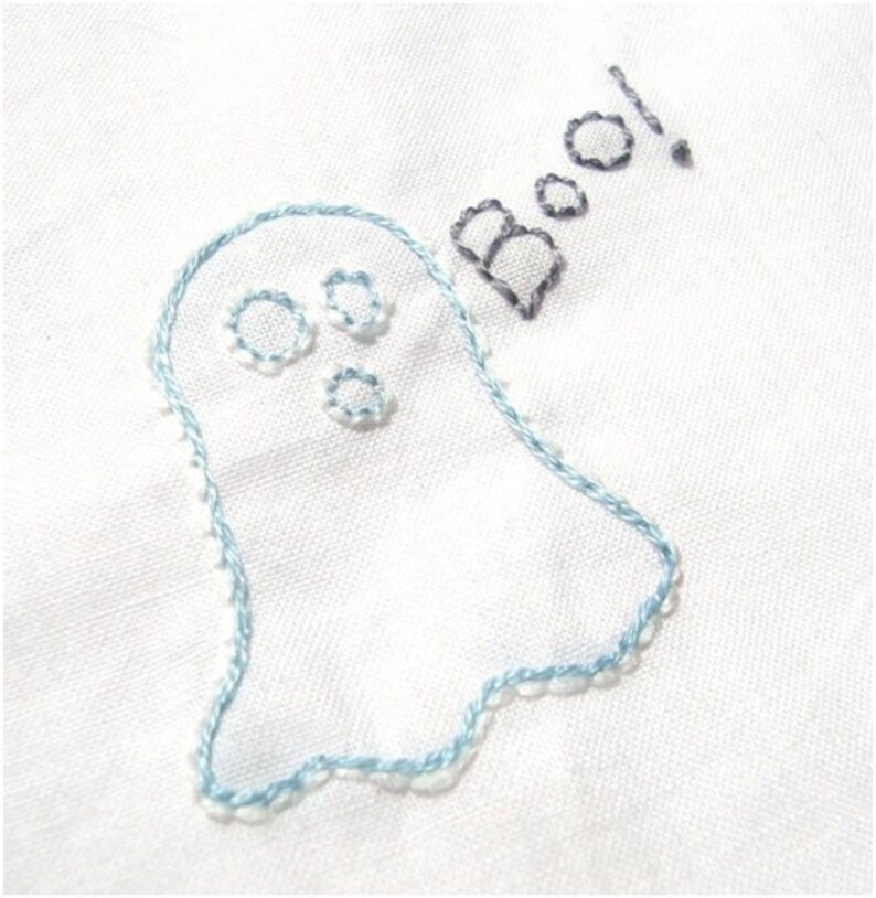 Halloween Spooky Ghost Hand Embroidery Pattern PDF stitching instructions included image 5