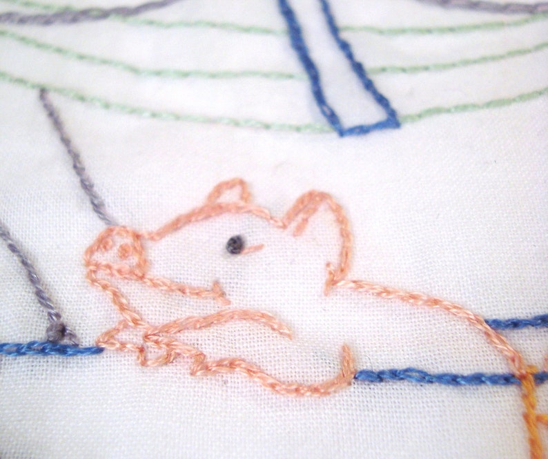 Flying Pig in Zeppelin Airship Hand Embroidery Pattern PDF - stitching instructions included! image 3