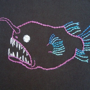 Anglerfish Hand Embroidery Pattern PDF - stitching instructions included!
