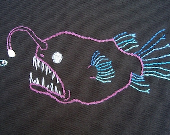 Anglerfish Hand Embroidery Pattern PDF - stitching instructions included!