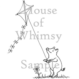 Pig Flying a Kite Hand Embroidery Pattern PDF stitching instructions included image 4