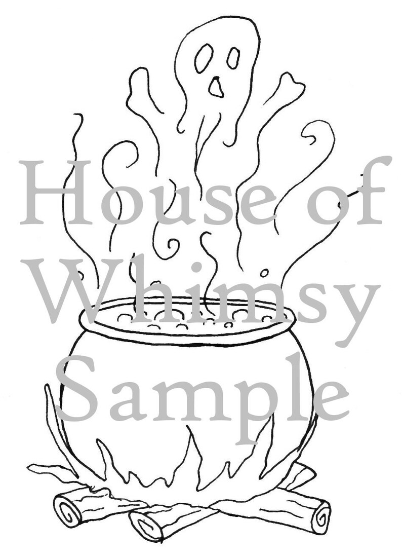 Witch's Cauldron Halloween Hand Embroidery Pattern PDF stitching instructions included image 5