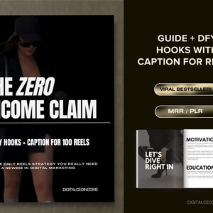Zero Income Claim Guide: 100+ DFY Reels Hooks & Captions for Faceless Digital Marketing | 3 Months Instagram Content with MRR PLR Rights
