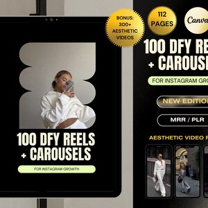 100 DFY Reels + Carousels Faceless Digital Marketing Instagram Hooks and Caption MRR Plr Bundle Done For You IG Content w/ Aesthetic Videos