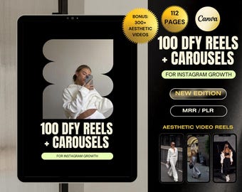 100 DFY Reels + Carousels Faceless Digital Marketing Instagram Hooks and Caption MRR Plr Bundle Done For You IG Content w/ Aesthetic Videos