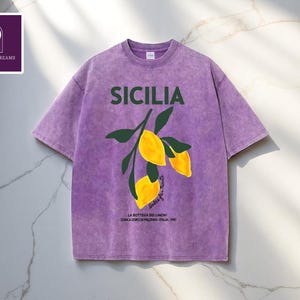 Lemon Print Washed Tee | Fruit Graphic T-Shirt | Oversized Summer Top | Retro Style Outfit | Soft Cotton Fabric | Casual Street Look