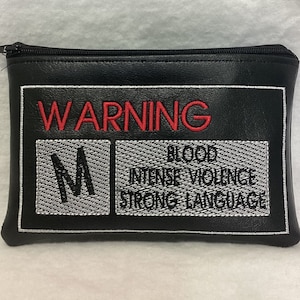 警告生理バッグ | 刺繍入りジッパーバッグ | 月経バッグ | 生理ユーモア | 個人衛生バッグ |