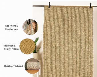 Handmade Checkerboard Jute Rug: White & Brown Hemp Area Rug