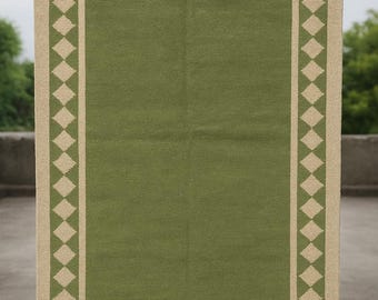Handwoven Wool Jute Kilim Rug Runner, Boho Hallway Area Rug, Indian Home Decor