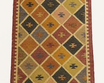 Ręcznie robiony wełniany dywan z juty kilim: wystrój wnętrz w stylu vintage w Indiach