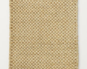 Handmade Jute Area Rug, Natural Beige Woven Carpet, Boho Farmhouse Decor Rug
