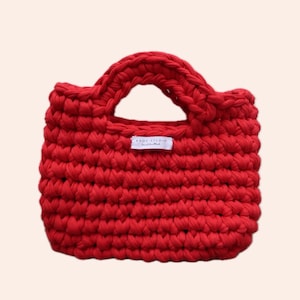 BELLA Red I Petit Sac à Main en Crochet Fait Main I Handmade Crochet Small Bag | 100% Premium Cotton | Eco-Friendly