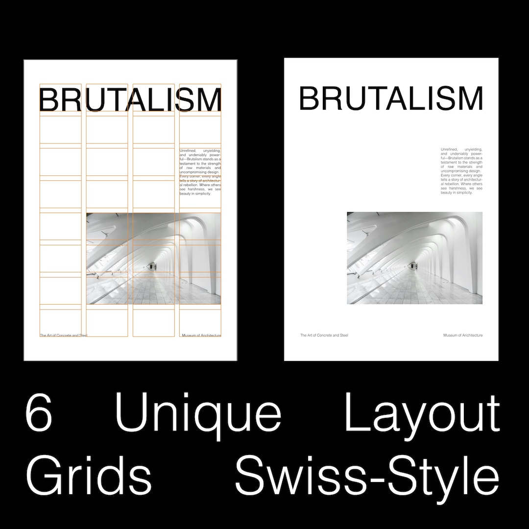 6 Swiss-style Layout Grids A4 | Minimalist Design Templates for ...