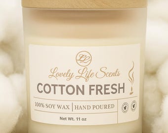 コットンフレッシュソイワックスキャンドル：手作業で作られた清潔なリネンの香り
