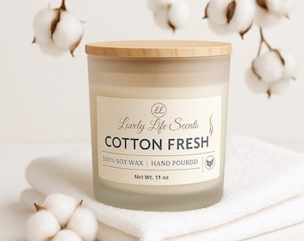 Cotton Fresh Soy Wax Candle: Hand Poured Clean Linen Scent