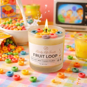 Fruity Cereal Scent Candle, 100% Soy Wax, Hand Poured