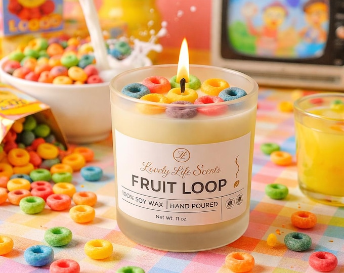 Fruity Cereal Scent Candle, 100% Soy Wax, Hand Poured