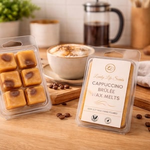 Cappuccino brulee Soy Wax Melts, huisgeur met koffiegeur