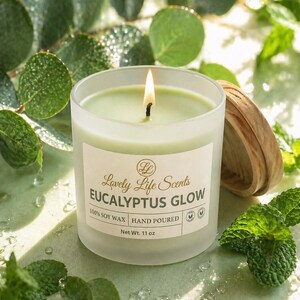 Eukalyptus Glow Candle 100% Sojawachs, frischer Duft, ungiftig, handgegossen